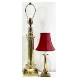 Brass Column Lamp & Faux Brass Lamp