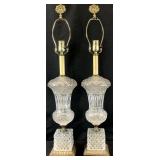 2 Hollywood Regency Style Glass Table Lamps