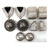 5 Pair Vintage Sterling Silver Clip-On Earrings