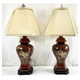 Pair of Raymond Waites Painted Urn Style Lamps