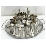 Asst Silver Plate, Aluminum Tray & More