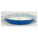Pyrex 28 Blue Divided Casserole Dish, 1.5 Qt
