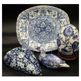 4pc Blue & White Asian Style Porcelain & More