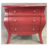 Red Three Drawer Small Bombe Chest