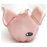 Murano Pink White Cristal Floral Art Glass Bowl