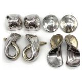 4pr Israeli Modernist Sterling Clip Earrings