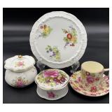 Vintage Porcelain Trivet, Covered Box & More