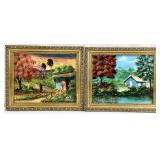2 Florida Highwaymen Style Paintings, Signed