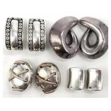 4pr Simon Sebbag Modernist Sterling Clip Earrings