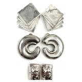 3pr Israeli Designer Sterling Clip Earrings
