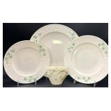 4pc Belleek Irish Pottery Shamrock Plates & Cup