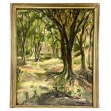 Signed Vintage Forest Landscape Oil Painting