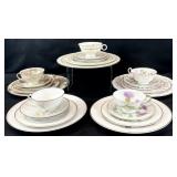5 Individual Sets Vintage Floral Porcelain