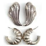 2 Pair Vintage Sterling Silver Earrings