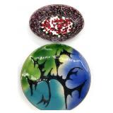 2 Vintage Enameled Metal Art Dishes