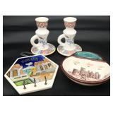 4pc Vintage Hand Painted Pottery