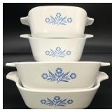 4 Corning Ware Blue Cornflower Small Casseroles