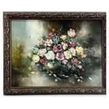 Mid Century Floral Still Life Oil Painting, Signed