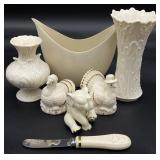 7pc Lenox  Vases, S&P, Figurine & Cheese Knife