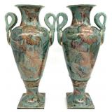 Pair Vintage Asian Imported Ceramic Vases