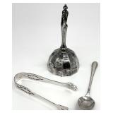 Sterling Silver Tongs, Bell & Demitasse Spoon