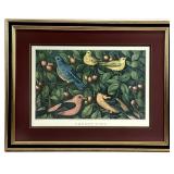 Vintage Currier & Ives Cherry-Time Bird Framed Art