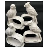 4 Porcelain Bird Napkin Rings