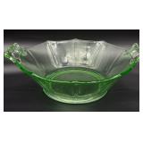 Vintage Uranium Glass Double Handled Bowl