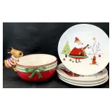 5pc Harry & David Christmas Plates & Bowl