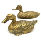 2 Vintage Brass Duck Figures