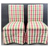 Pair Plaid Parsons Chairs