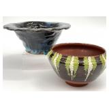 2pc Signed Art Pottery Bowls