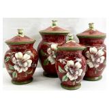 4pc Certified Intl. Scarlet Magnolia Canister Set