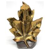 Vintage PMC Cast Metal Maple Leaf Statue / Bookend