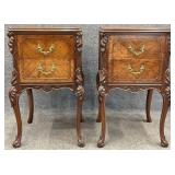 Pair Carved Mahogany Nightstands