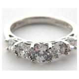 Sterling Silver 5 Graduated Round Stones Ring