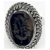 Vintage Whiting & Davis Intaglio Ring, Sz 7