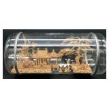Vintage Chinese Carved Cork Diorama in Glass