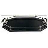 Vintage Octagon Brass Surround Handled Vanity Tray