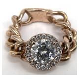Rose Gold Tone Sterling Link Chain Ring, Sz 7