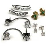 4pc Sterling Silver Clear Stone Earrings
