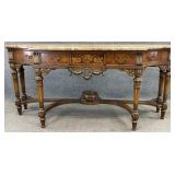Italian Regency Style Inlaid Marble Top Console
