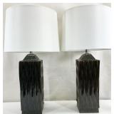 2 Textured Geometric Pottery Table Lamps