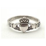Sterling Silver Claddagh Ring, Sz 5.5