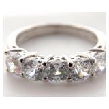 Sterling Silver 5 Round Stone Ring, Sz 7