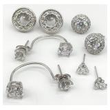 4pc Sterling Silver Clear Stone Earrings