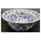 Asian Blue & White Brass Trimmed Bowl