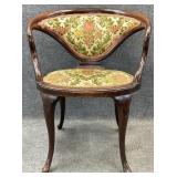 Victorian Mahogany Brocade Upholstered Arm Chair