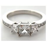 Sterling 3 Clear Stone & Channel Set Ring, Sz 9