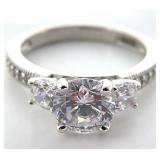 Sterling Silver Clear Stone Ring, Sz 7
